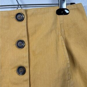 Yellow Button-Front Women's Mini Skirt